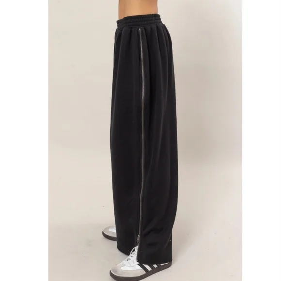 #836 🛑S,M Boho Chic Fabulous Wide-Leg Side Zipper Sweatpant - Picture 14 of 15